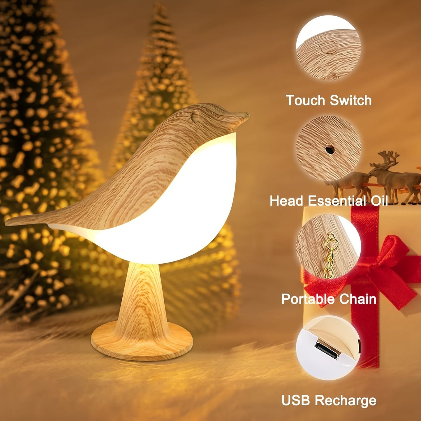 BrightNest - Lampe de table à LED USB pour oiseaux avec touché