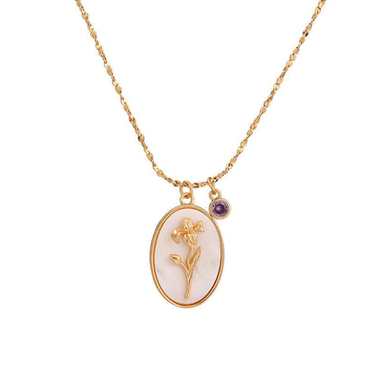Aurora Pierre de Naissance et Fleurs de Naissance Collier – Un Bijou Personnel pour Mes Chers Gens