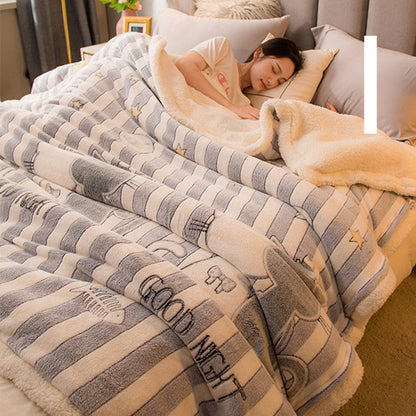 Floroux - Couverture en laine douillette réversible