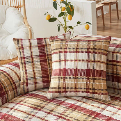 Couvre-canapé en coton-lin tartan écossais