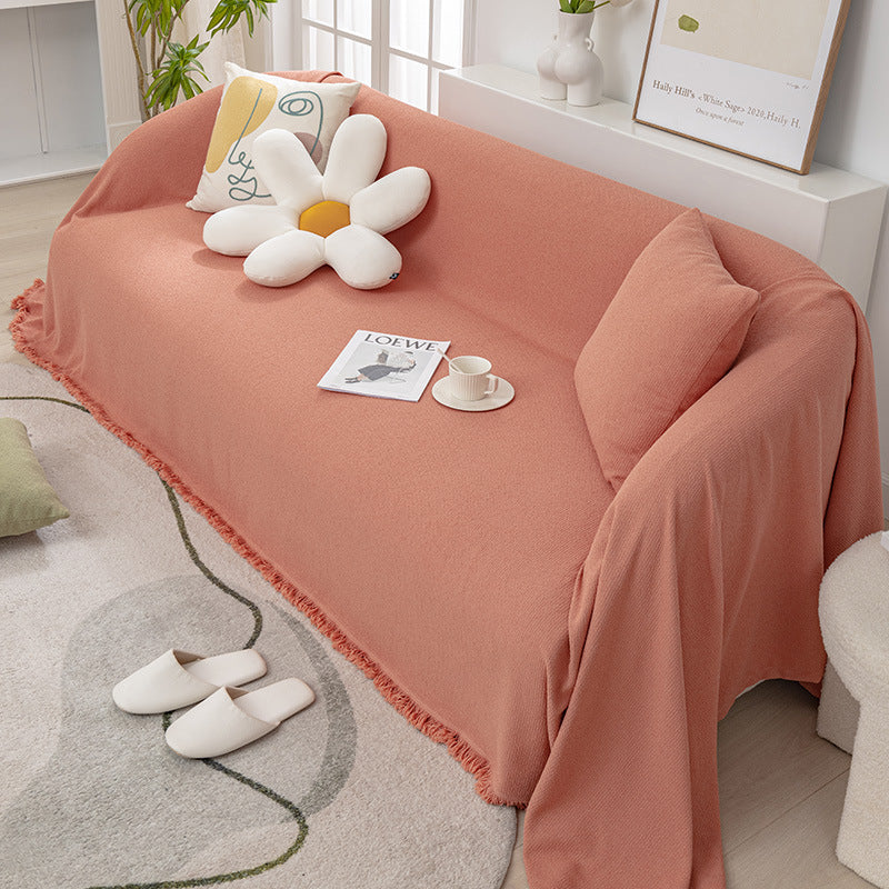 Couverture de sofa/canapé réversible en chenille doux léger