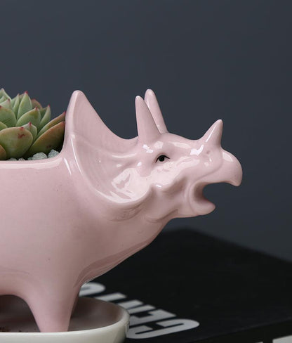 Dinosaur plant pot Floroux | Cute dinosaur succulent pot with drainage tray | Home decoration