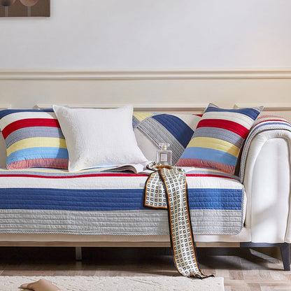 Coussin en coton à rayures rétro pour canapé