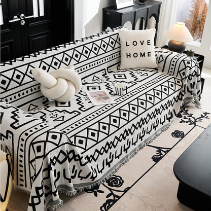 Couverture en jeté pour canapé/sofa Bohemia noir