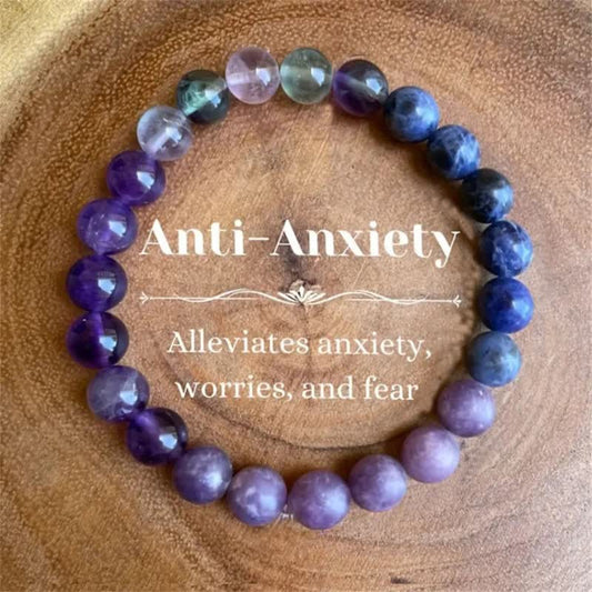 Bracelet anti-anxiété Aurora avec améthyste, lépidolite et lapis-lazuli