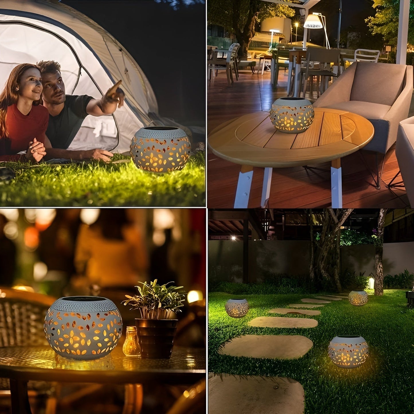 Élégante lumière solaire de jardin avec des points - Éclairage d'extérieur ambiance