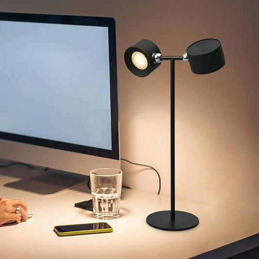 360 Rotation 2-en-1 Têtes doubles Lampe de table alimentée par batterie