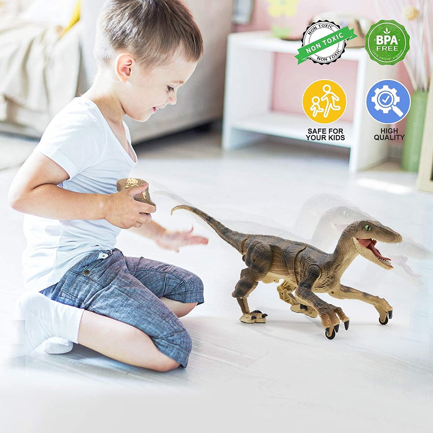 DinoMotion – Vélociraptor réaliste avec télécommande