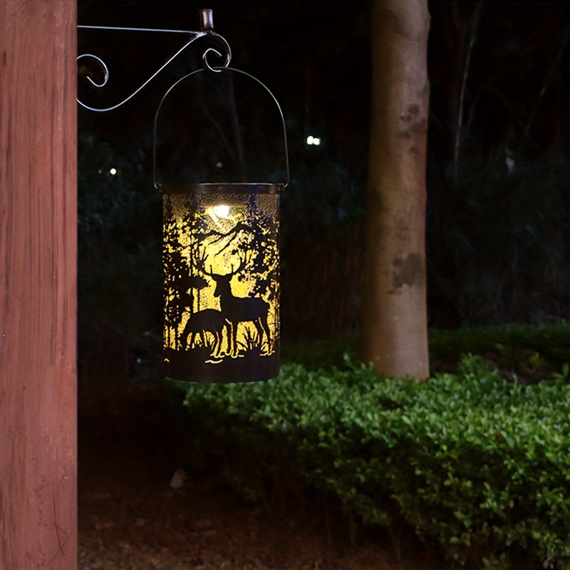 LumiGlow Lantern - Lanterne en fer solaire avec design naturel
