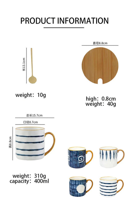 Ensemble de belles grandes tasses avec couvercle en bois