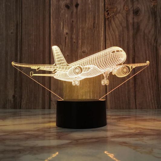 Lampe de nuit avion, lampe tactile LED 3D illusion pour enfants, cadeau de Noël pour la table de nuit