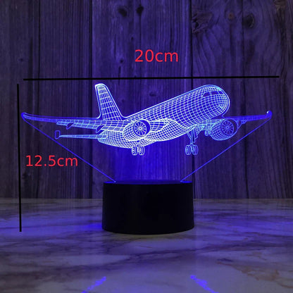 Lampe de nuit avion, lampe tactile LED 3D illusion pour enfants, cadeau de Noël pour la table de nuit