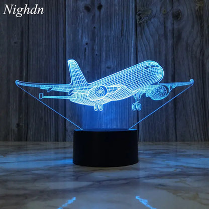 Lampe de nuit avion, lampe tactile LED 3D illusion pour enfants, cadeau de Noël pour la table de nuit