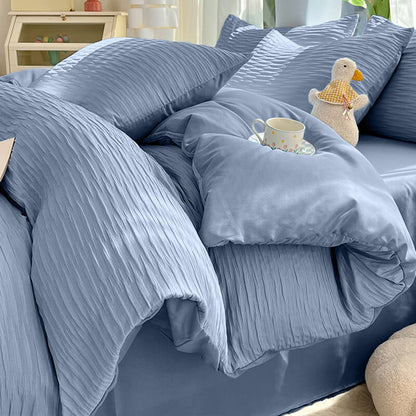 Ensemble de draps de lit confort en seersucker de couleur unie toutes saisons