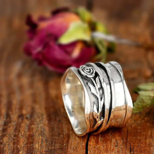 Bague florale en argent élégant fait à la main - Lavande