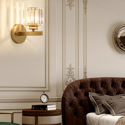 Floroux Applique Vintage avec abat-jour en cristal - Élégance rétro pour l'intérieur