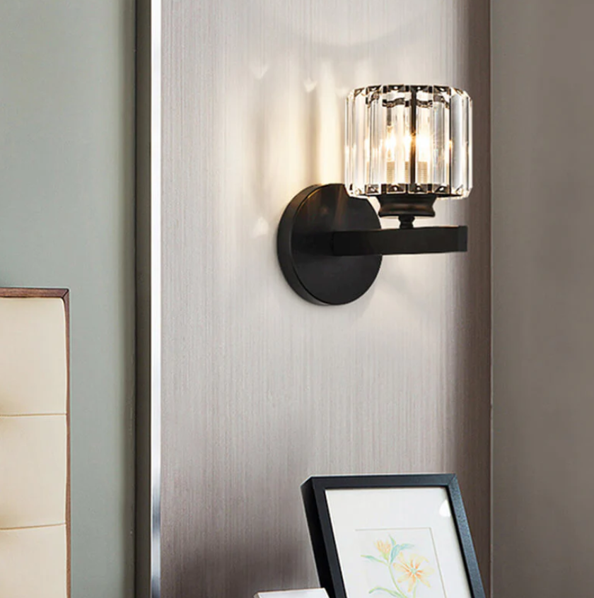 Floroux Applique Vintage avec abat-jour en cristal - Élégance rétro pour l'intérieur