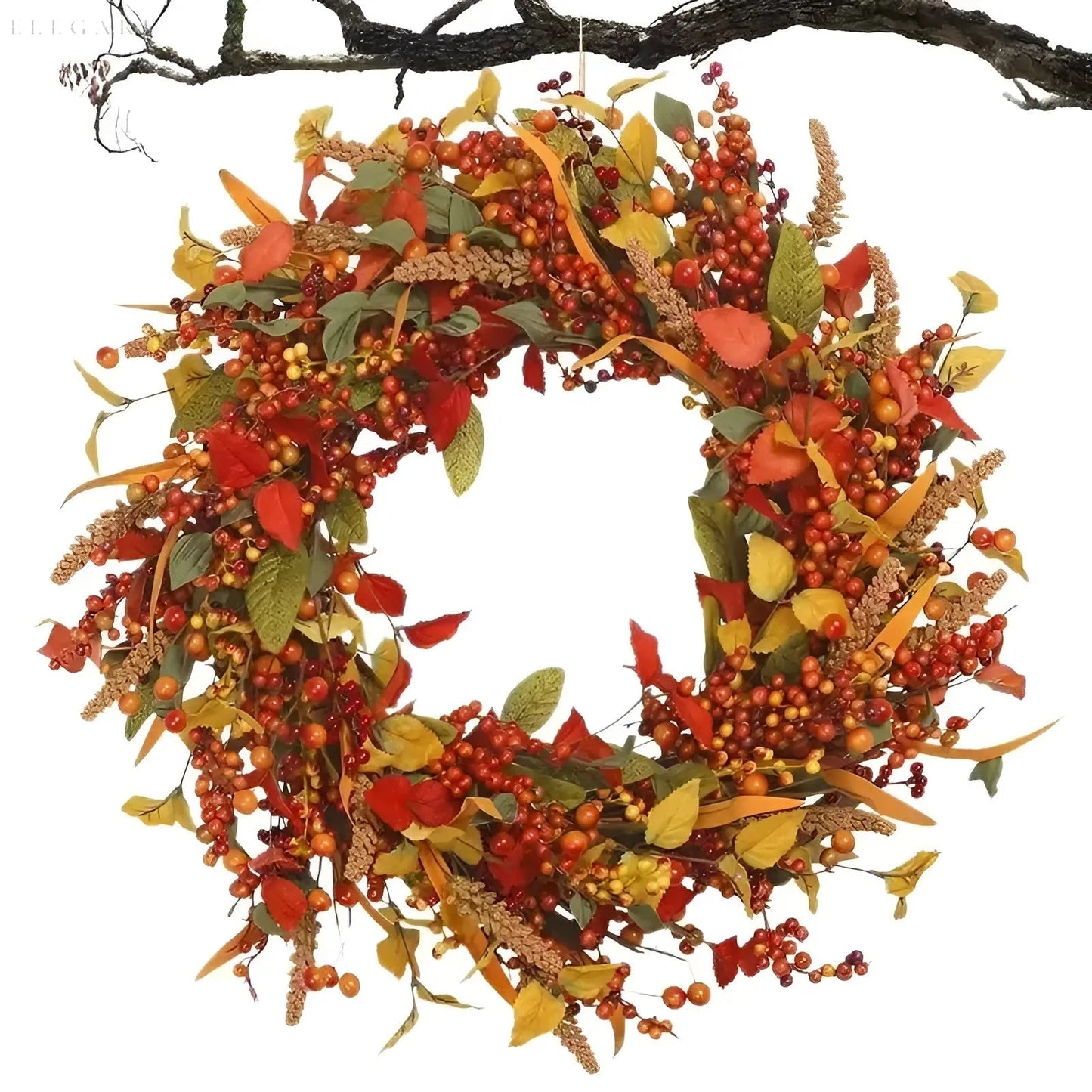 Couronne de porte en rotin d'automne – AmberLeaf