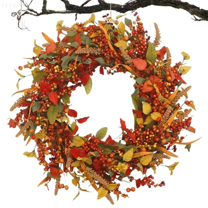 Couronne de porte en rotin d'automne – AmberLeaf