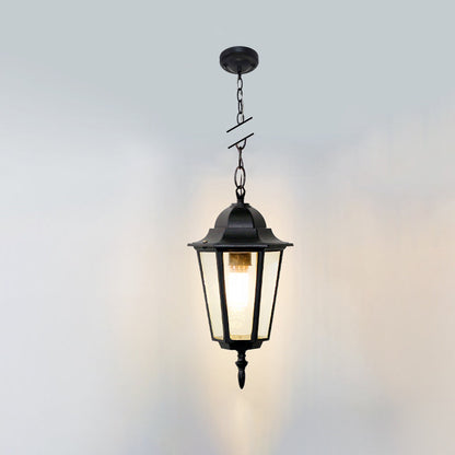 Lampe suspendue traditionnelle vintage étanche en aluminium-acrylique hexagonal à 1 lumière pour patios extérieurs