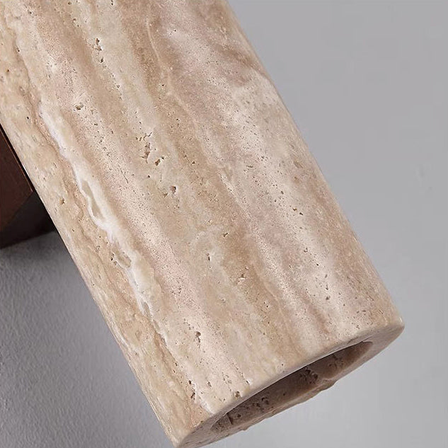 Floroux Applique Travertin | Design Scandinave | 2 flammes | Bois & Travertin