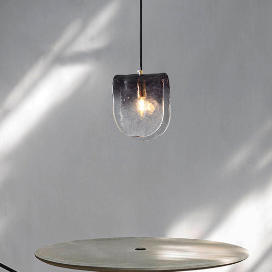 Suspension elliptique moderne en laiton et verre de milieu de siècle à 1 lumière pour table de nuit