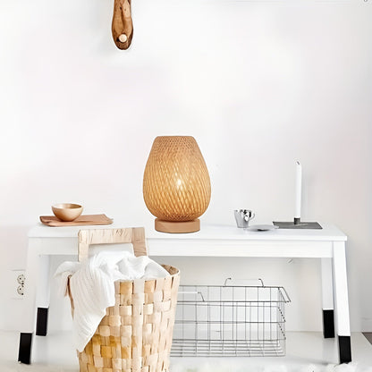 Lampe de table en bambou élégante avec alimentation USB – Design durable et économe en énergie