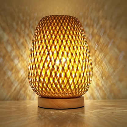 Lampe de table en bambou élégante avec alimentation USB – Design durable et économe en énergie