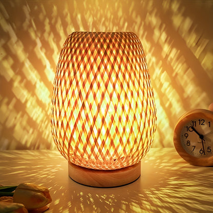 Lampe de table en bambou élégante avec alimentation USB – Design durable et économe en énergie