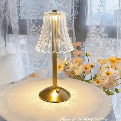 Cristalglow - Chic Lampe de Table Sans Fil avec Élégante Décoration en Cristal