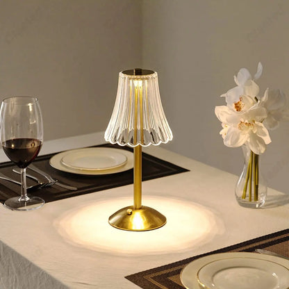 Cristalglow - Chic Lampe de Table Sans Fil avec Élégante Décoration en Cristal