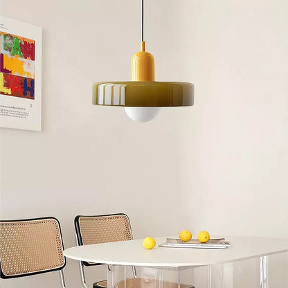 Suspension Floroux in colored glass | Elegant hanging lamp in Bauhaus style | Designer lamp for the living room and dining room