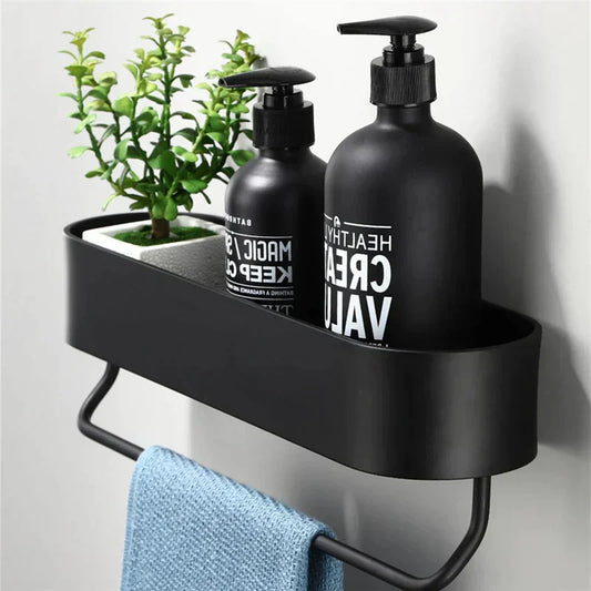 Étagère de salle de bain noire élégante | Panier tendance pour ranger vos articles de douche