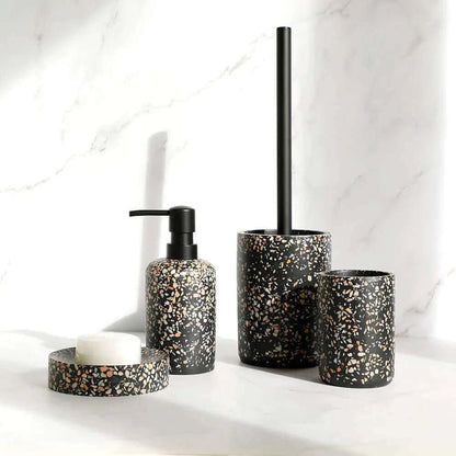 Accessoires de salle de bain en terrazzo noir