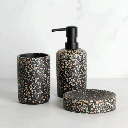 Accessoires de salle de bain en terrazzo noir