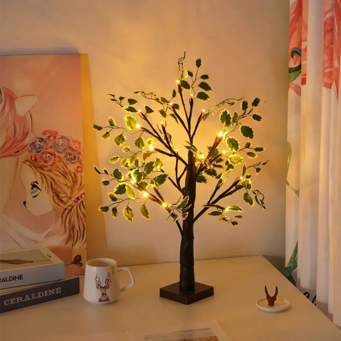 Magique BrightTree Lampe de Table – Design d'Arbre Élégant avec Éclairage LED Chaud