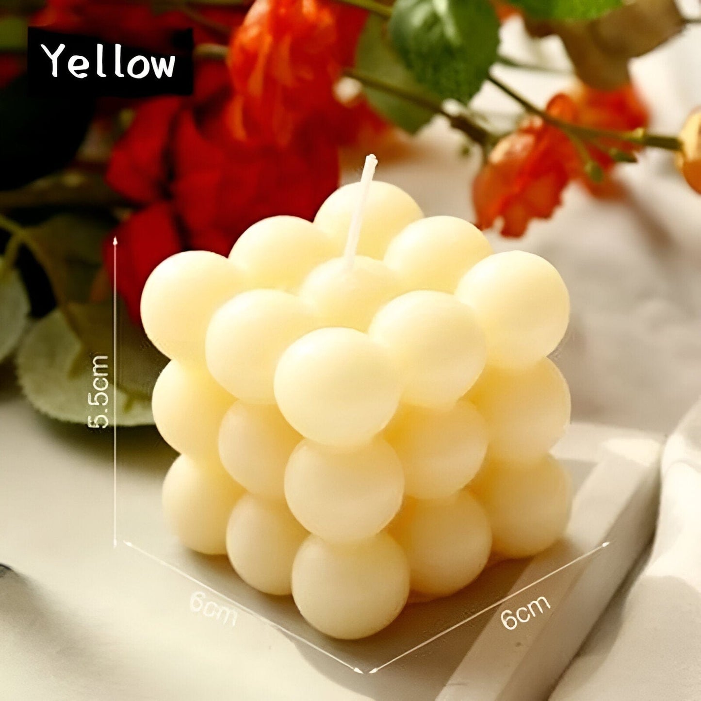 Bougie en cube géométrique