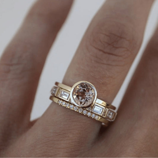 Bague Vintage Élégante Dorée avec Zirconia Brillante - Celine