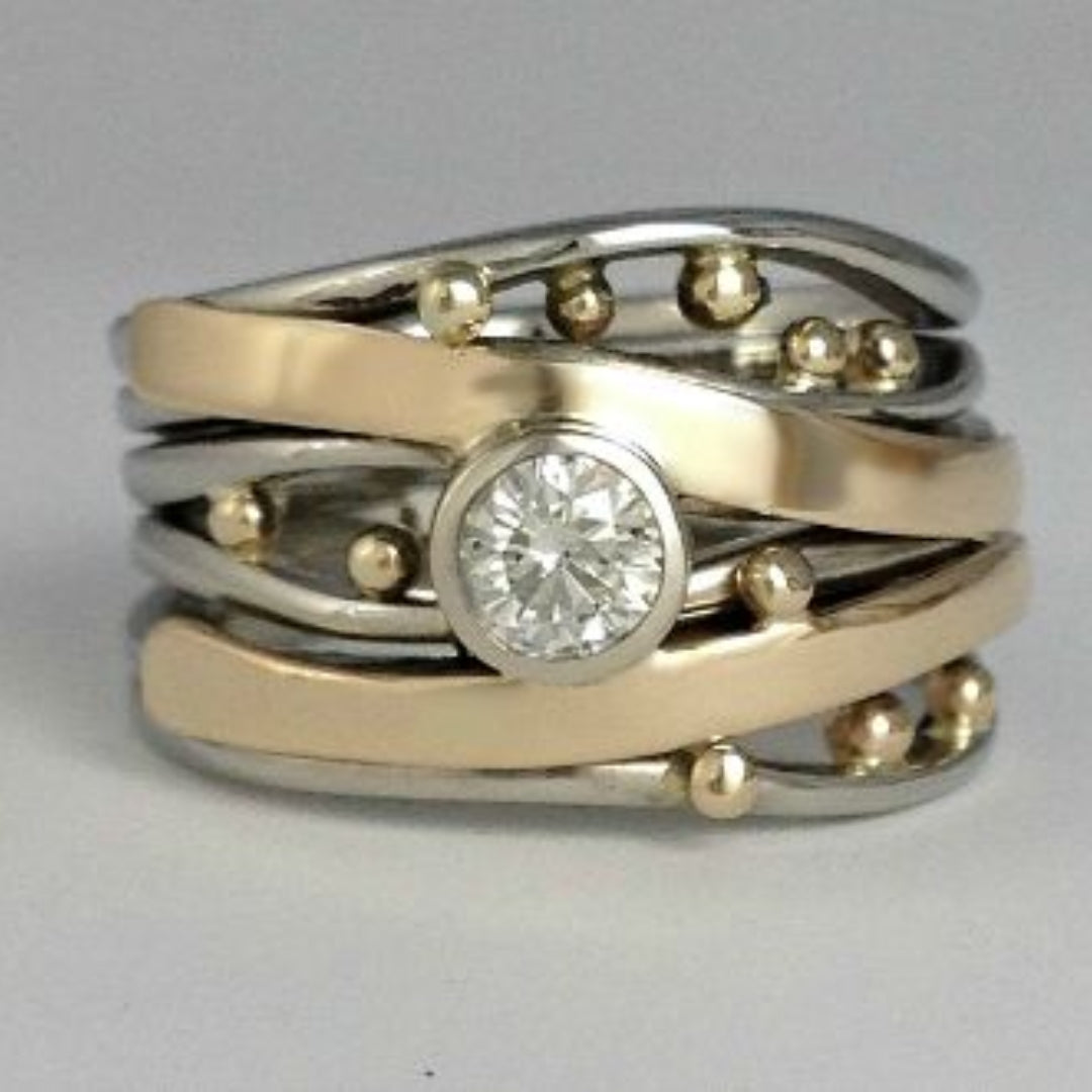 Bague Vintage Élegante en Or avec Zirconia Étincelante - Ameline