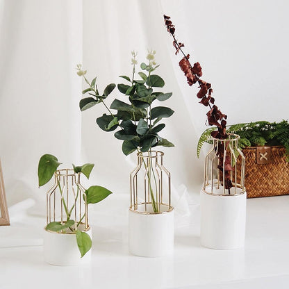 Fer-Ceramic Floroux Vase Design | Modern Grid Pattern | Elegant Decoration | For Living Room & Office