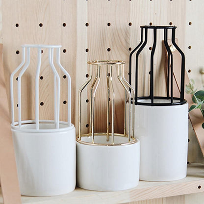 Fer-Ceramic Floroux Vase Design | Modern Grid Pattern | Elegant Decoration | For Living Room & Office