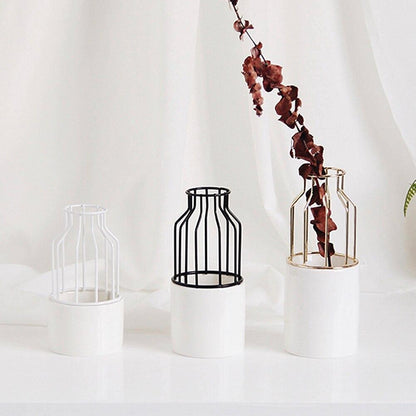 Fer-Ceramic Floroux Vase Design | Modern Grid Pattern | Elegant Decoration | For Living Room & Office