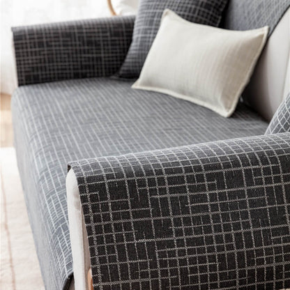 Housses de canapé sectionnelles en coton et lin, housses de canapé non glissantes pour chiens, chats, enfants, fauteuil convertible, forme L, accoudoir, dossier