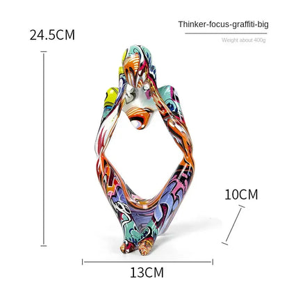 Floroux Graffiti Resin Sculpture | Abstract Art Figure | Thinker Statue | Decoration for Home & Office