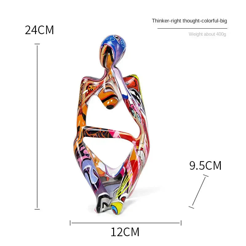 Floroux Graffiti Resin Sculpture | Abstract Art Figure | Thinker Statue | Decoration for Home & Office