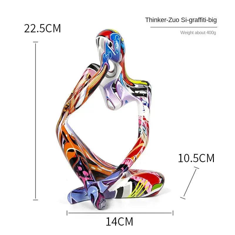 Floroux Graffiti Resin Sculpture | Abstract Art Figure | Thinker Statue | Decoration for Home & Office
