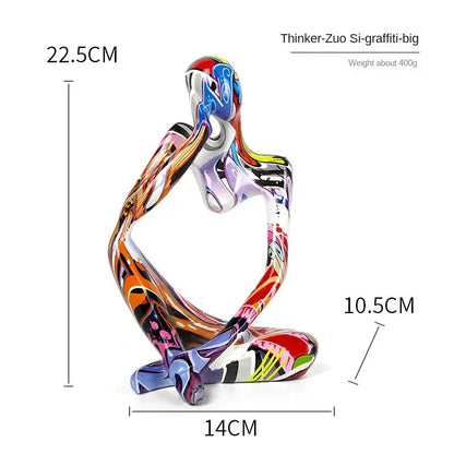 Floroux Graffiti Resin Sculpture | Abstract Art Figure | Thinker Statue | Decoration for Home & Office