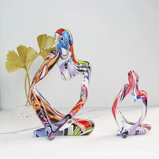Floroux Graffiti Resin Sculpture | Abstract Art Figure | Thinker Statue | Decoration for Home & Office