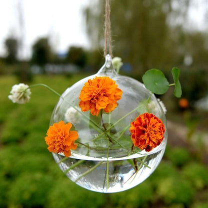 Floroux Hanging Glass Terrarium Vase | Decorative Glass Ball | Plant Container for Home & Office