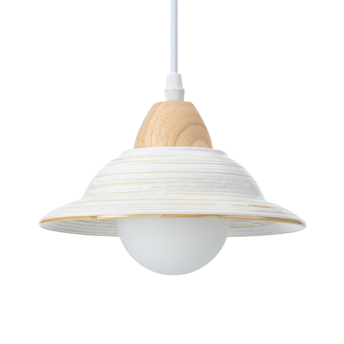Floroux Chapeau Forme Pendentif Luminaire en Céramique Blanche
